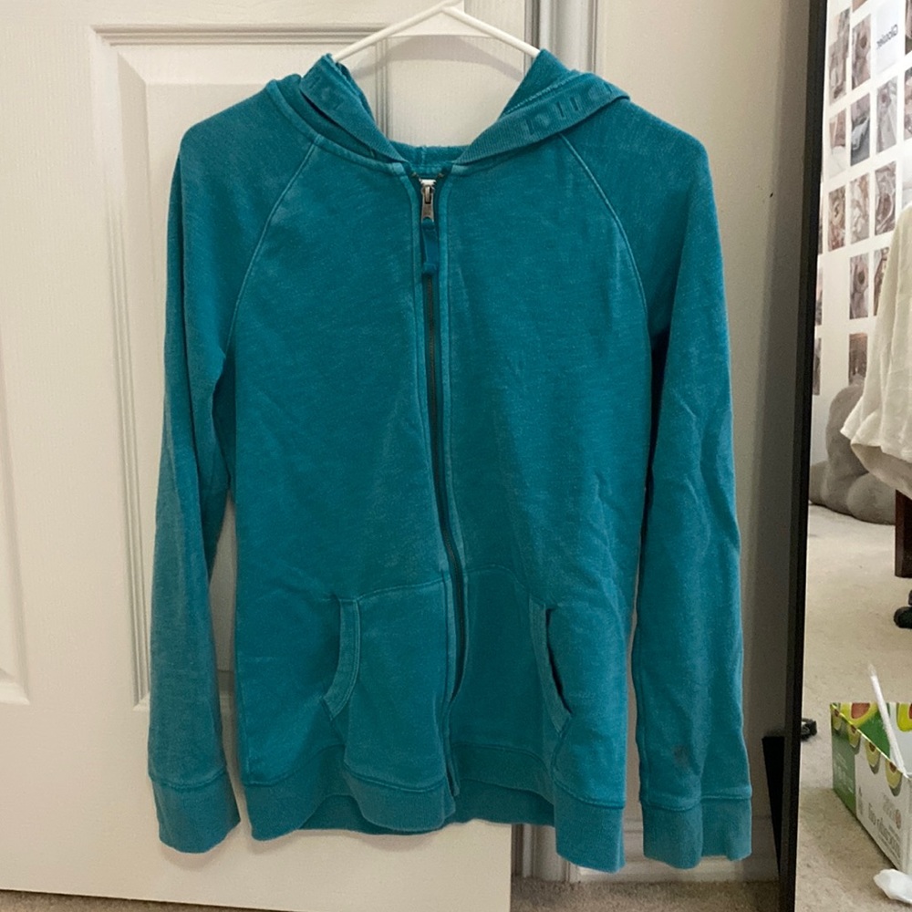 Teal blue zip-up hoodie